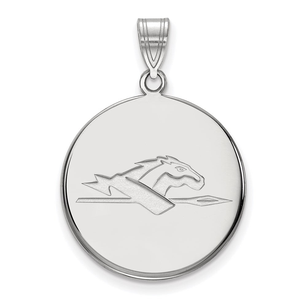 Sterling Silver Rhodium Plated Logoart Longwood University Horse Large Disc Pendant