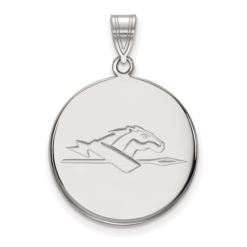 Sterling Silver Rhodium Plated Logoart Longwood University Horse Large Disc Pendant