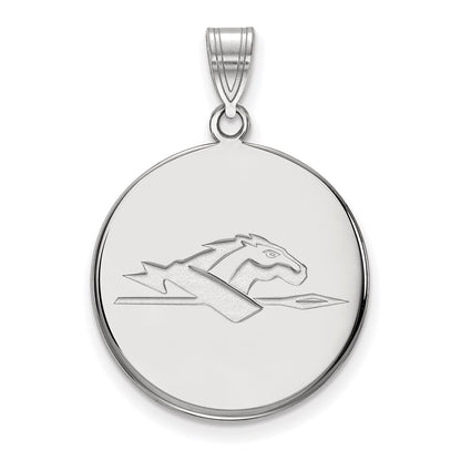 14K White Gold Logoart Longwood University Horse Large Disc Pendant