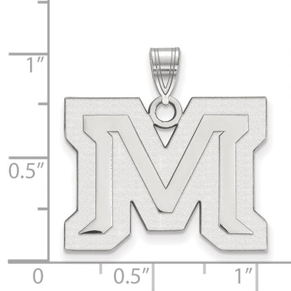 10K White Gold Logoart Montana State University Letter M Large Pendant