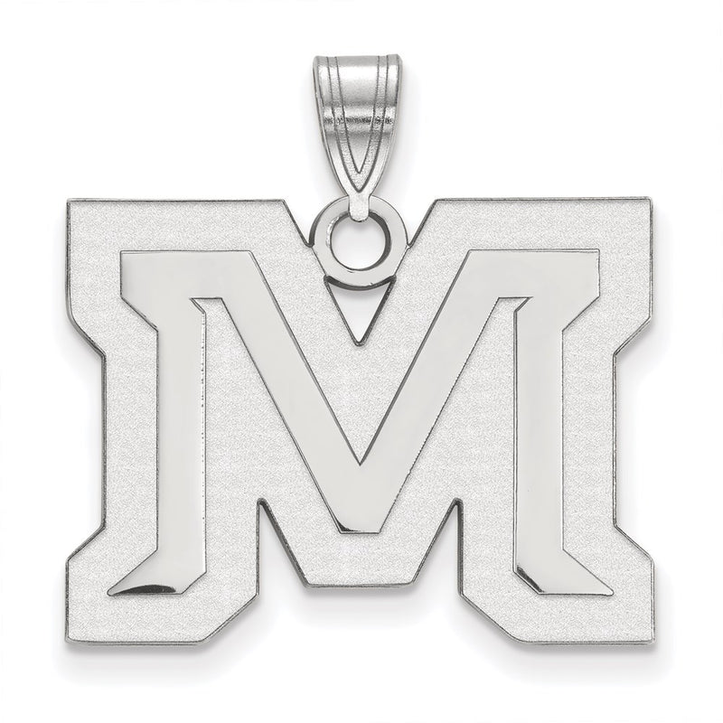10K White Gold Logoart Montana State University Letter M Large Pendant