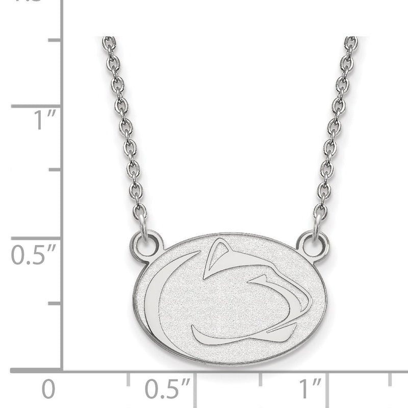 10K White Gold Logoart Penn State University Lion Small Pendant 18 Inch Necklace