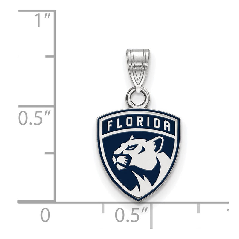Sterling Silver Rhodium Plated Nhl Logoart Florida Panthers Small Enameled Pendant