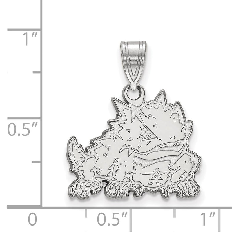 14K White Gold Logoart Texas Christian University Horned Frog Medium Pendant