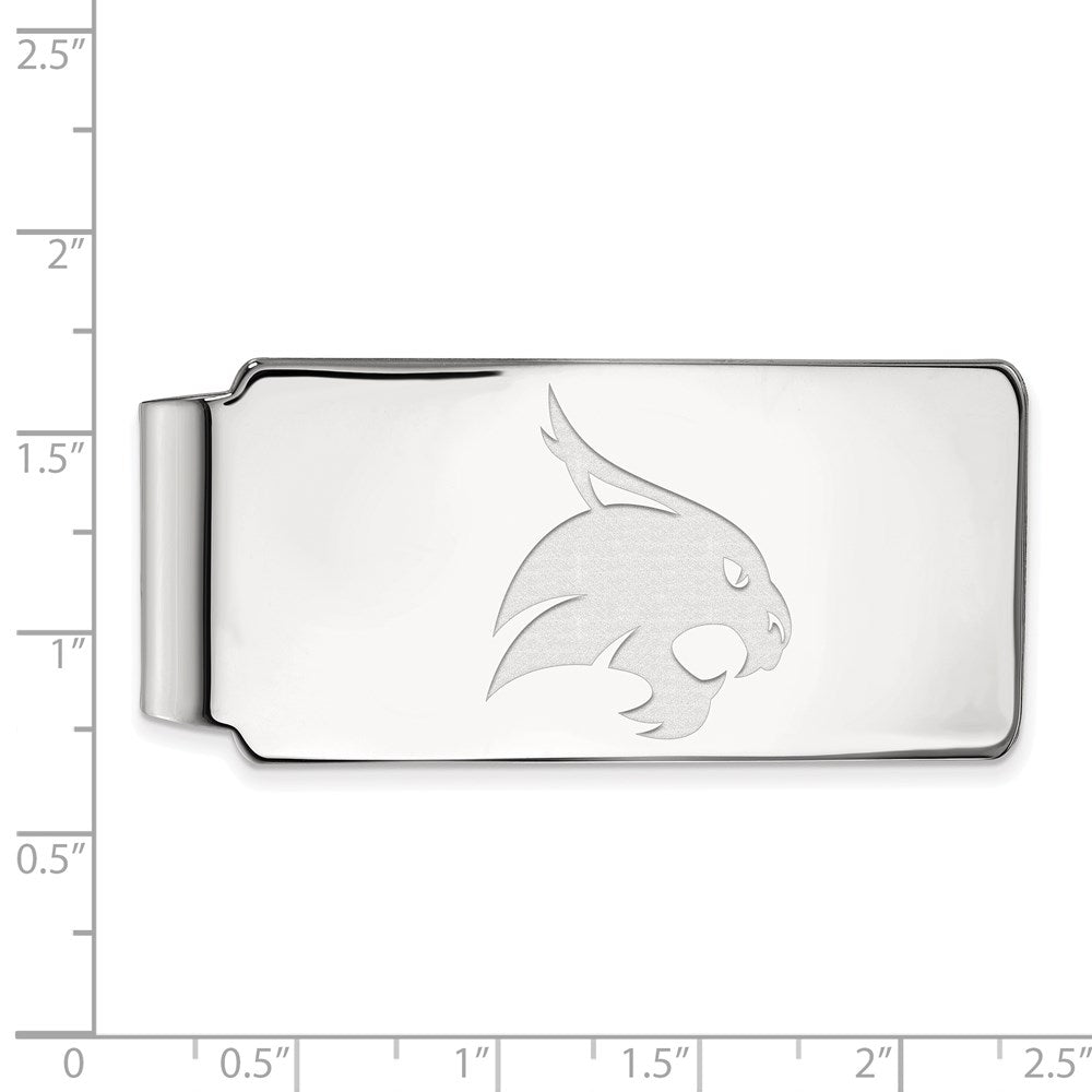 Sterling Silver Rhod-Pltd Logoart Texas State University Money Clip