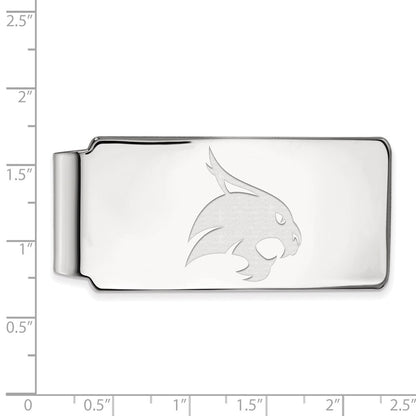 Sterling Silver Rhod-Pltd Logoart Texas State University Money Clip