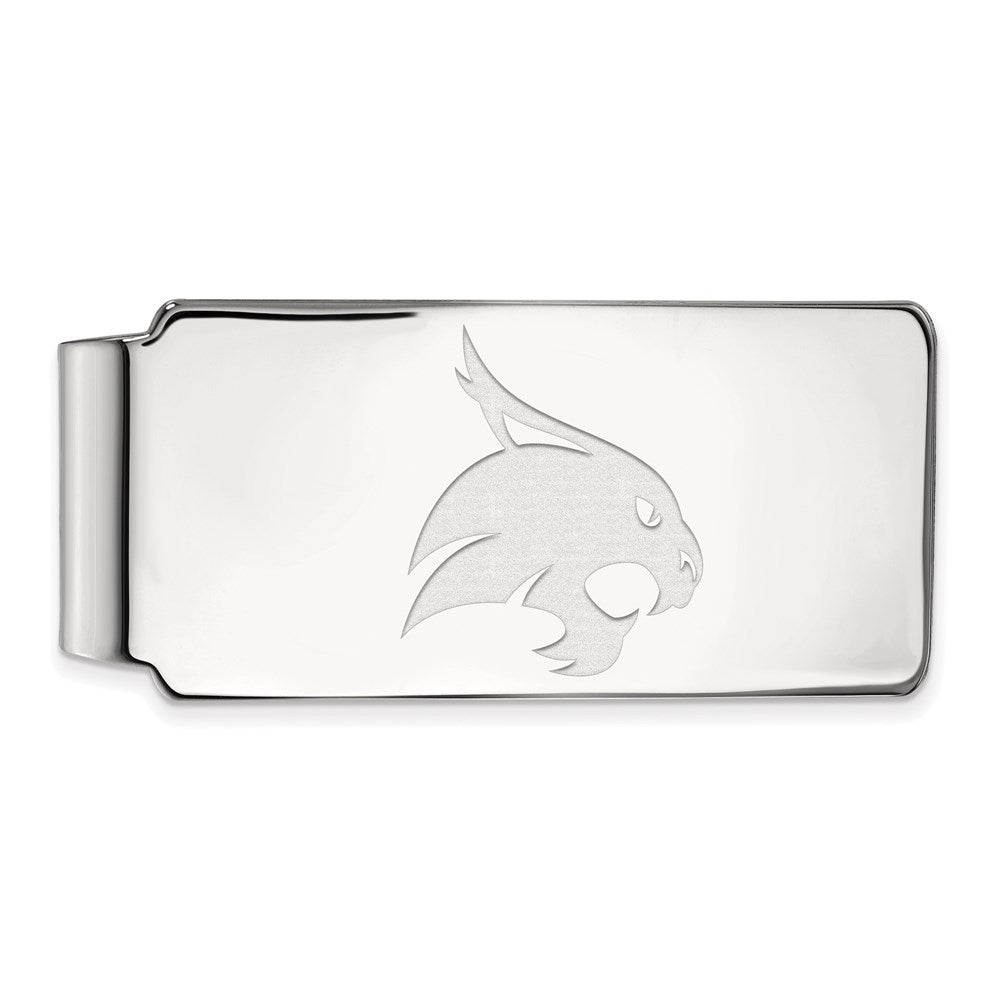 Sterling Silver Rhod-Pltd Logoart Texas State University Money Clip