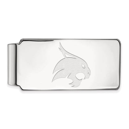 Sterling Silver Rhod-Pltd Logoart Texas State University Money Clip