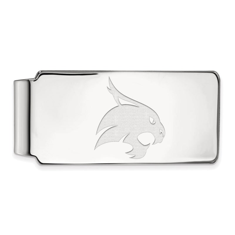Sterling Silver Rhod-Pltd Logoart Texas State University Money Clip