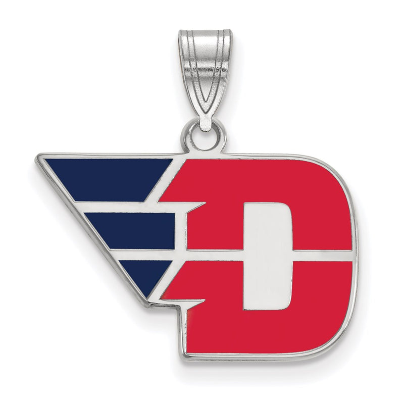 Sterling Silver Rhodium Plated Logoart University Of Dayton Medium Enameled Pendant
