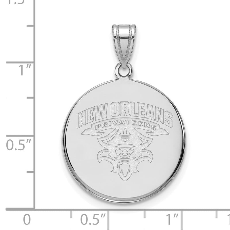 Sterling Silver Rhodium Plated Logoart University Of New Orleans U N O Large Disc Pendant