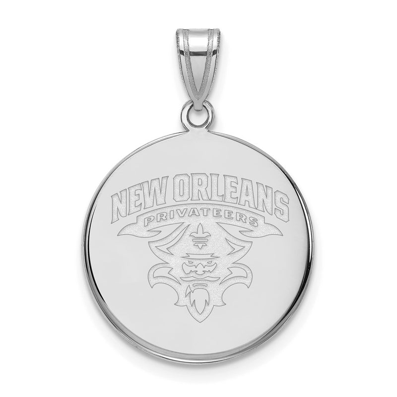 Sterling Silver Rhodium Plated Logoart University Of New Orleans U N O Large Disc Pendant