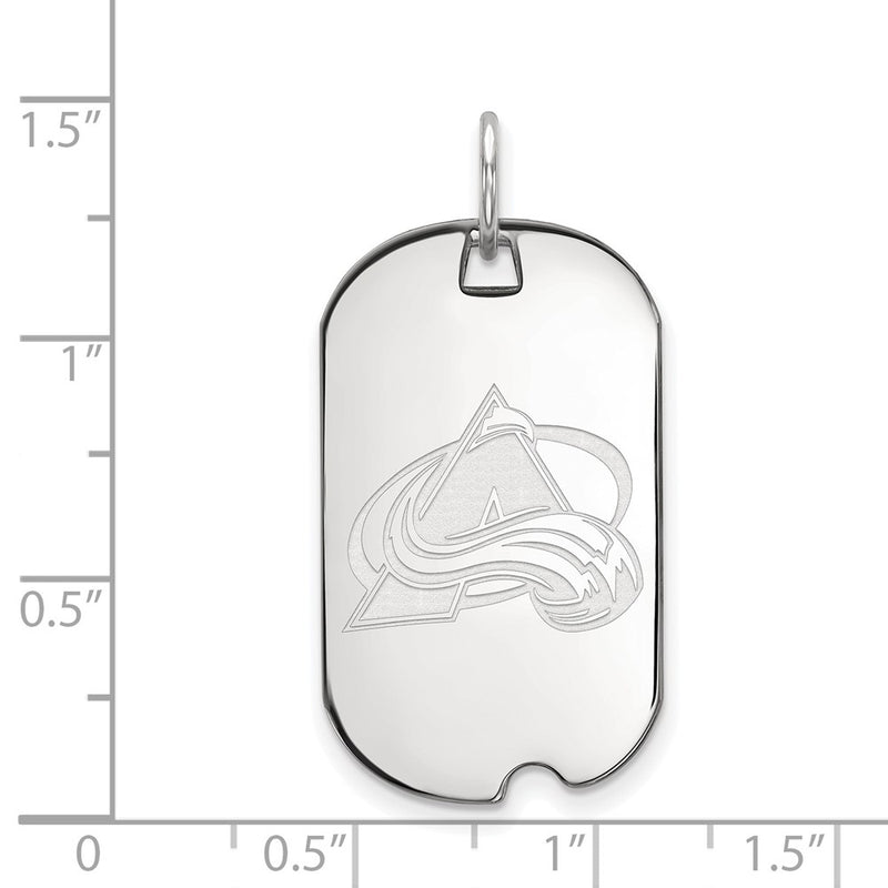 Sterling Silver Rhodium Plated Nhl Logoart Colorado Avalanche Small Dog Tag Pendant