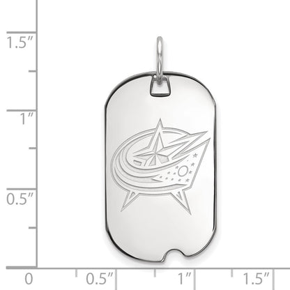 Sterling Silver Rhodium Plated Nhl Logoart Columbus Blue Jackets Small Dog Tag Pendant