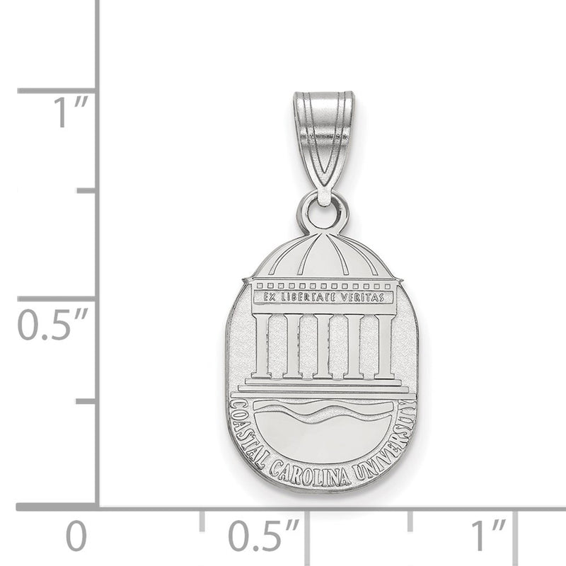 Sterling Silver Rhodium Plated Logoart Coastal Carolina University Medium Crest Pendant