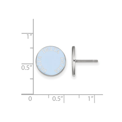 Sterling Silver Rhodium Plated Logoart Delta Sorority Text Color Enamel Post Earrings