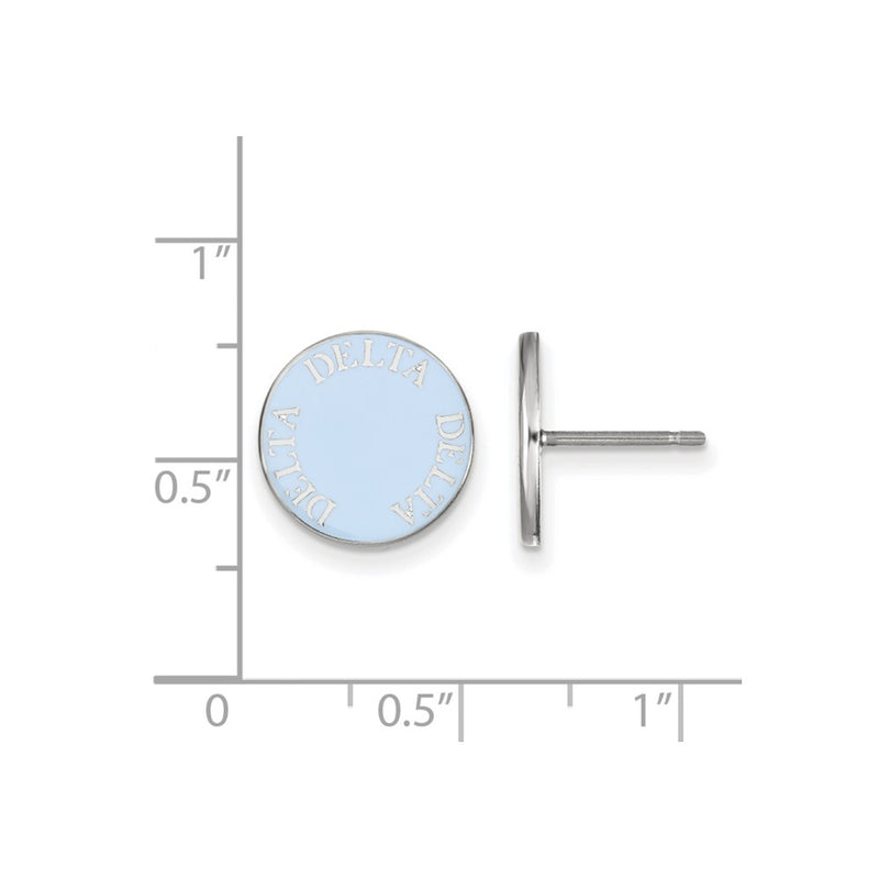 Sterling Silver Rhodium Plated Logoart Delta Sorority Text Color Enamel Post Earrings