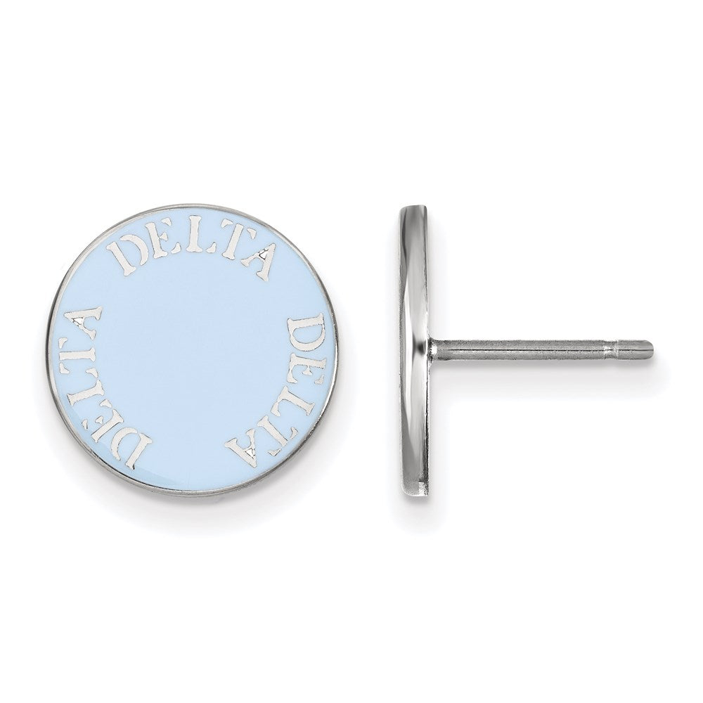 Sterling Silver Rhodium Plated Logoart Delta Sorority Text Color Enamel Post Earrings