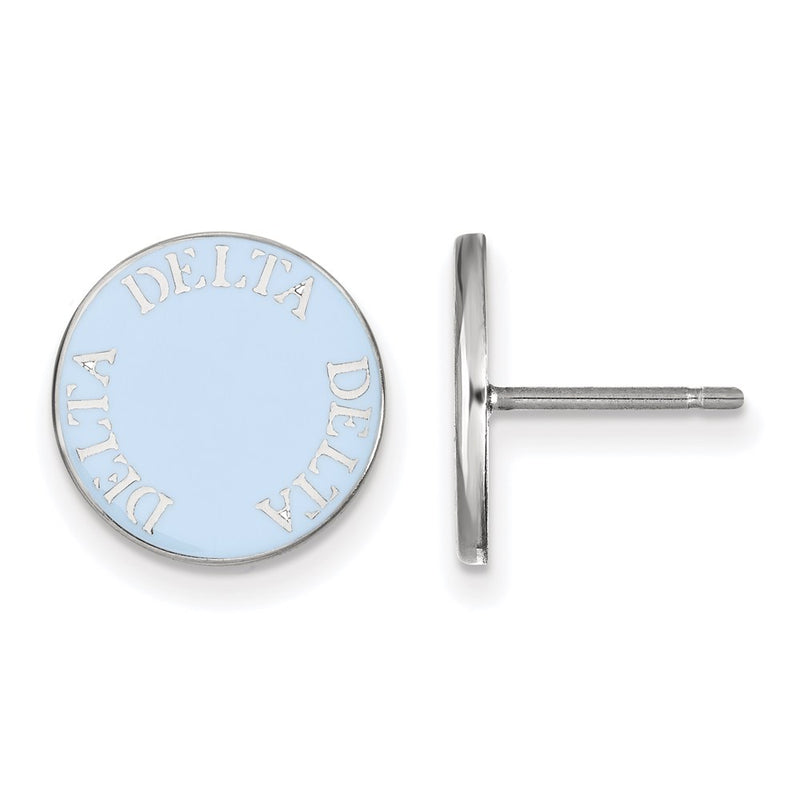 Sterling Silver Rhodium Plated Logoart Delta Sorority Text Color Enamel Post Earrings