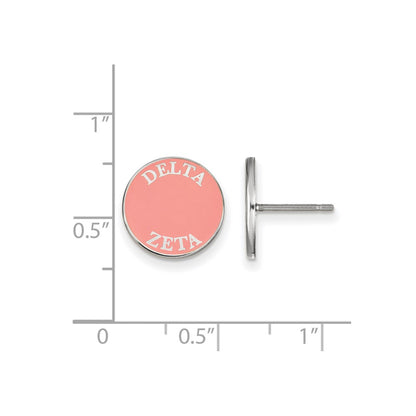 Sterling Silver Rhodium Plated Logoart Delta Zeta Sorority Text Color Enamel Post Earrings