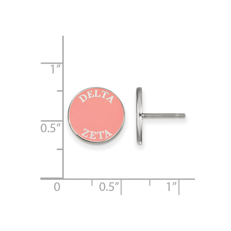 Sterling Silver Rhodium Plated Logoart Delta Zeta Sorority Text Color Enamel Post Earrings
