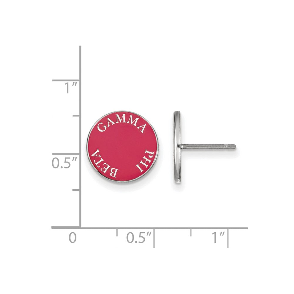 Sterling Silver Rhodium Plated Logoart Gamma Phi Beta Sorority Text Color Enamel Post Earrings