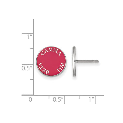 Sterling Silver Rhodium Plated Logoart Gamma Phi Beta Sorority Text Color Enamel Post Earrings