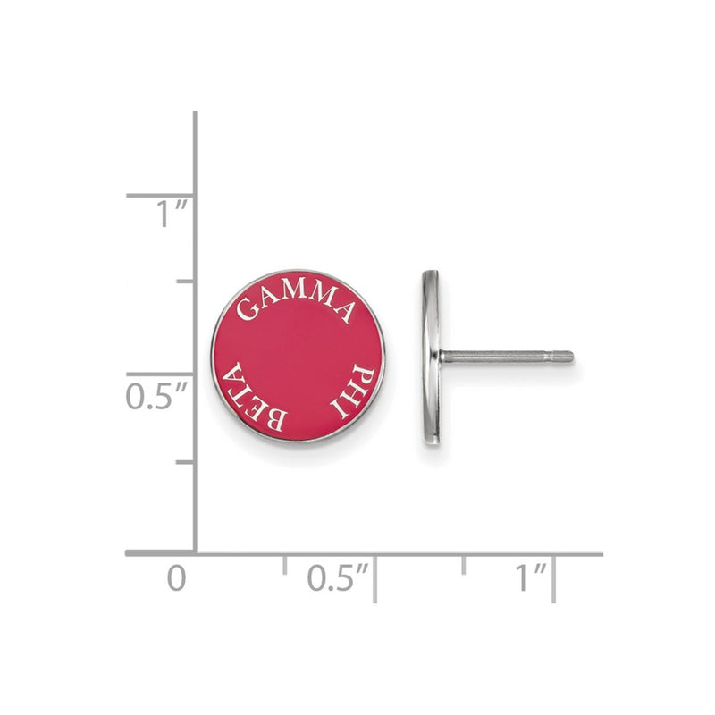 Sterling Silver Rhodium Plated Logoart Gamma Phi Beta Sorority Text Color Enamel Post Earrings