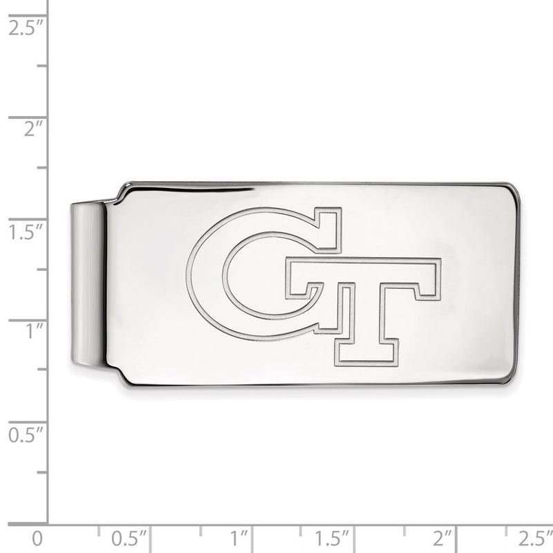 Sterling Silver Rhod-Pltd Logoart Georgia Tech G-T Money Clip