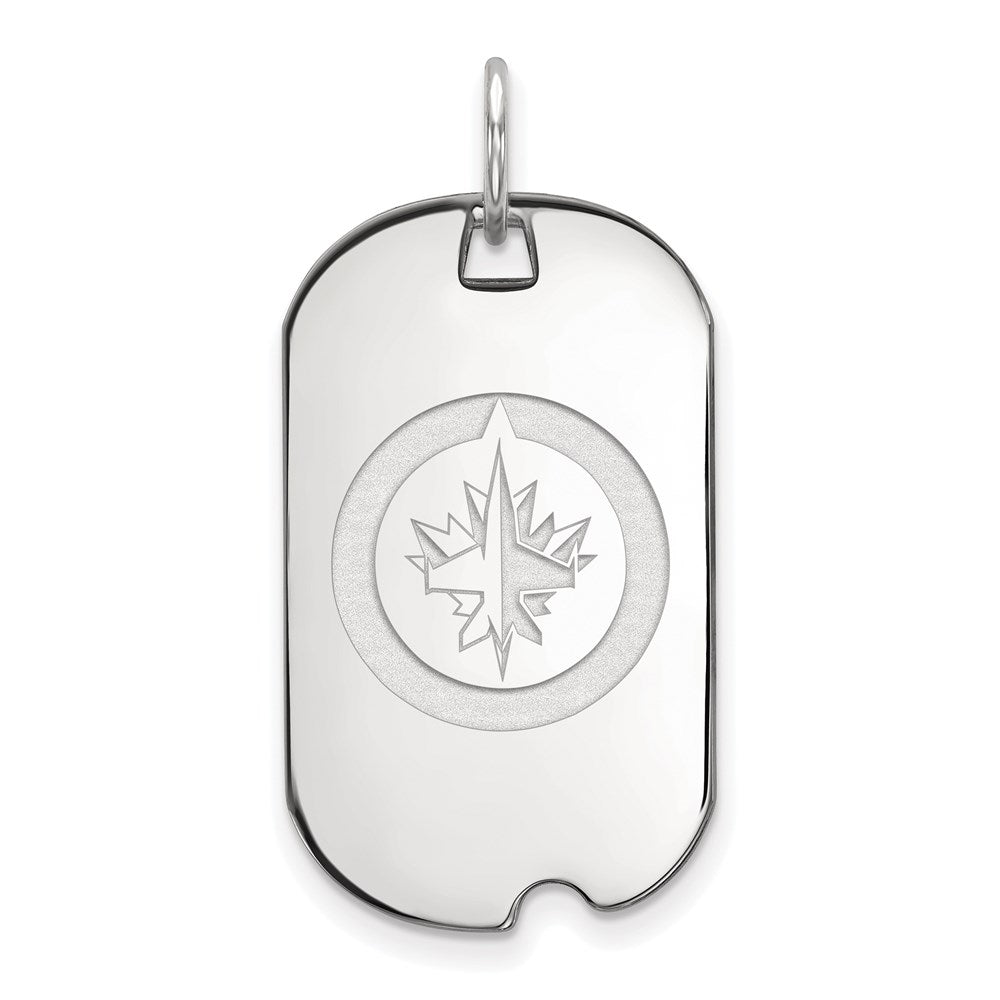 Sterling Silver Rhodium Plated Nhl Logoart Winnipeg Jets Small Dog Tag Pendant