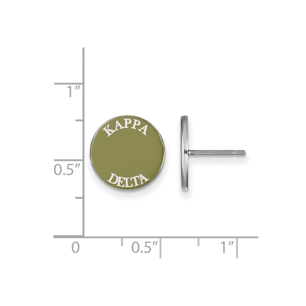 Sterling Silver Rhodium Plated Logoart Kappa Delta Sorority Text Color Enamel Post Earrings