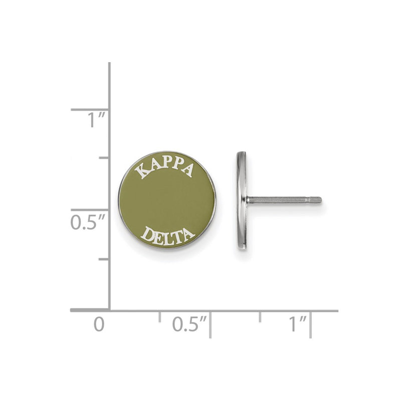 Sterling Silver Rhodium Plated Logoart Kappa Delta Sorority Text Color Enamel Post Earrings