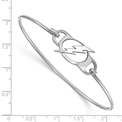 Sterling Silver Rhodium Plated Nhl Logoart Tampa Bay Lightning Small Center 7 Inch Wire Bangle