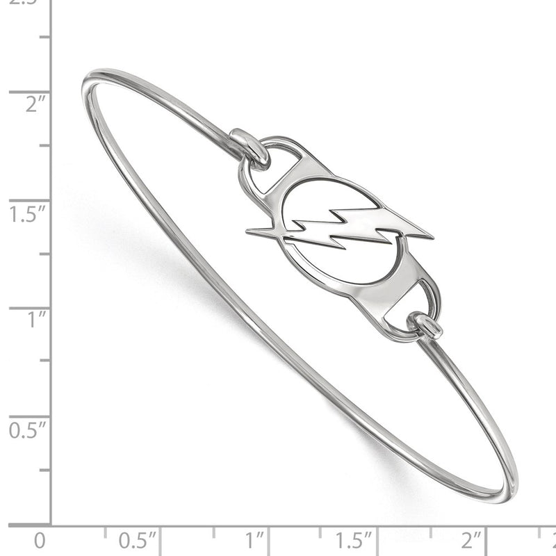 Sterling Silver Rhodium Plated Nhl Logoart Tampa Bay Lightning Small Center 7 Inch Wire Bangle