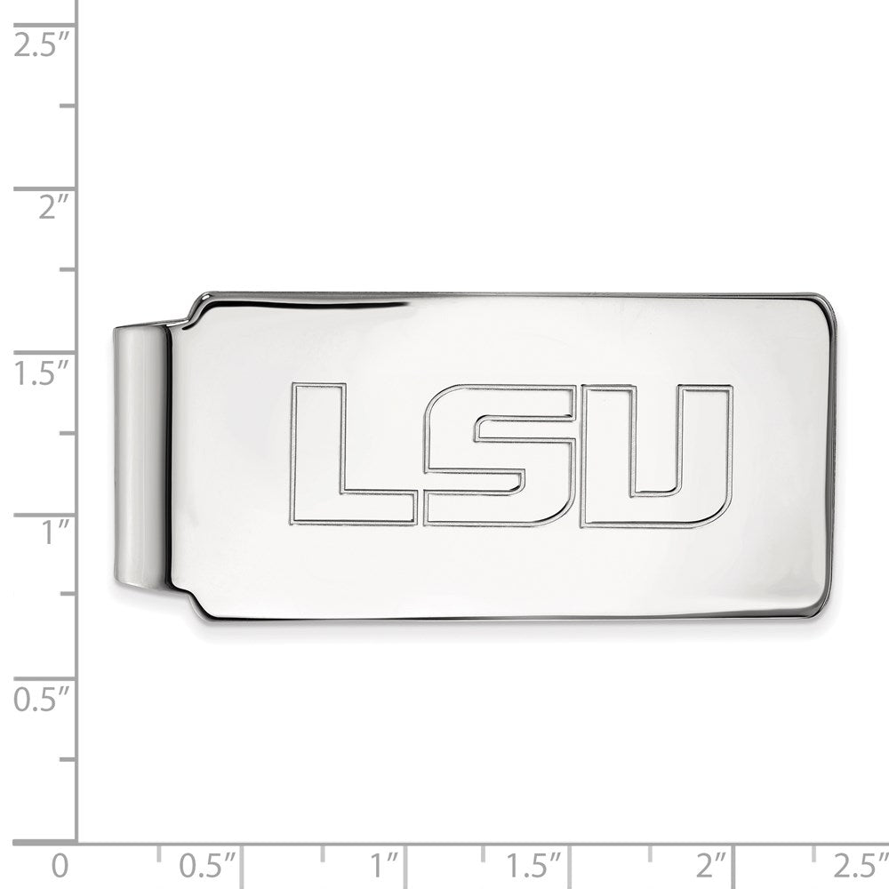 Sterling Silver Rhod-Pltd Logoart Louisiana State University Money Clip