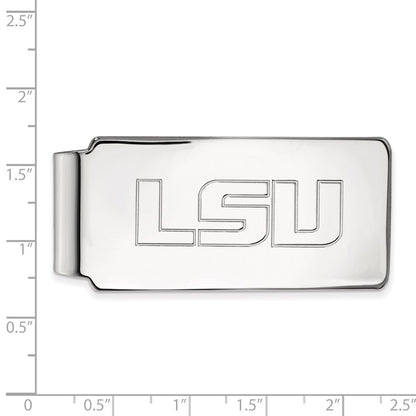 Sterling Silver Rhod-Pltd Logoart Louisiana State University Money Clip