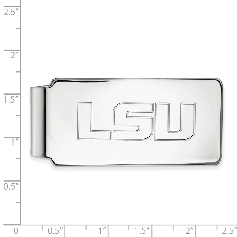 Sterling Silver Rhod-Pltd Logoart Louisiana State University Money Clip