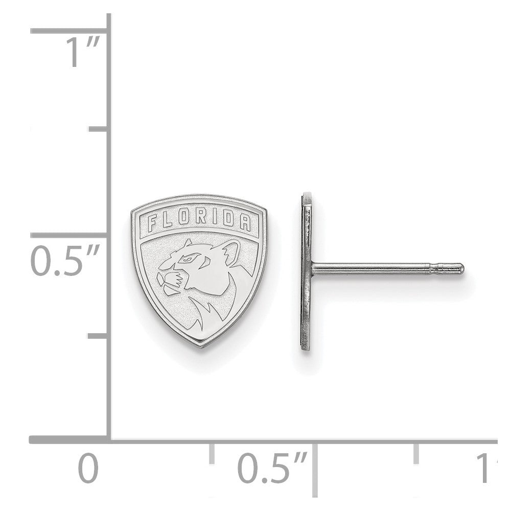 Sterling Silver Rhodium Plated Nhl Logoart Florida Panthers Extra Small Post Earrings