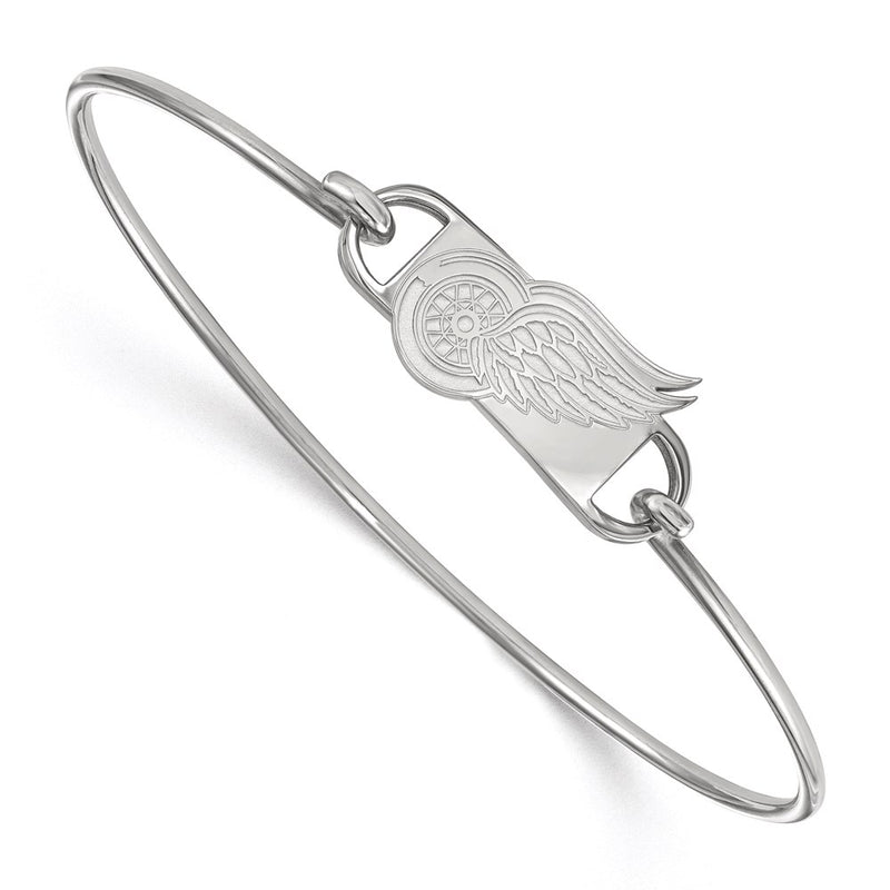 Sterling Silver Rhodium Plated Nhl Logoart Detroit Red Wings Small Center 7 Inch Wire Bangle