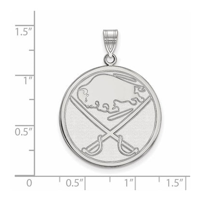Sterling Silver Rhodium Plated Nhl Logoart Buffalo Sabres Extra Large Pendant
