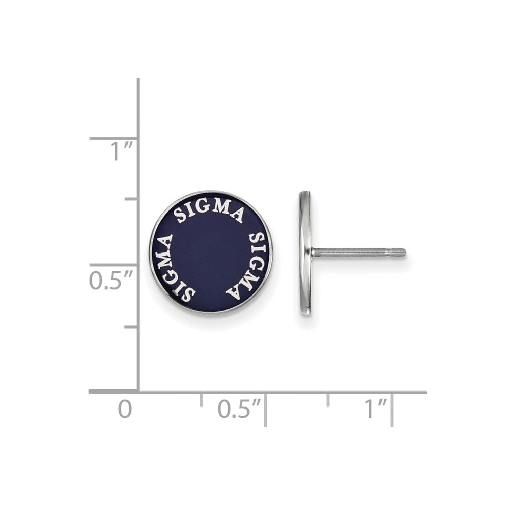 Sterling Silver Rhodium Plated Logoart Sigma Sorority Text Color Enamel Post Earrings