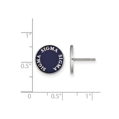 Sterling Silver Rhodium Plated Logoart Sigma Sorority Text Color Enamel Post Earrings