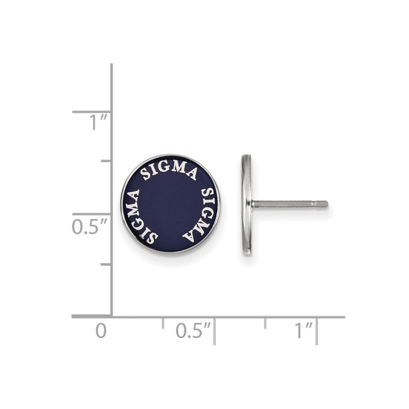 Sterling Silver Rhodium Plated Logoart Sigma Sorority Text Color Enamel Post Earrings
