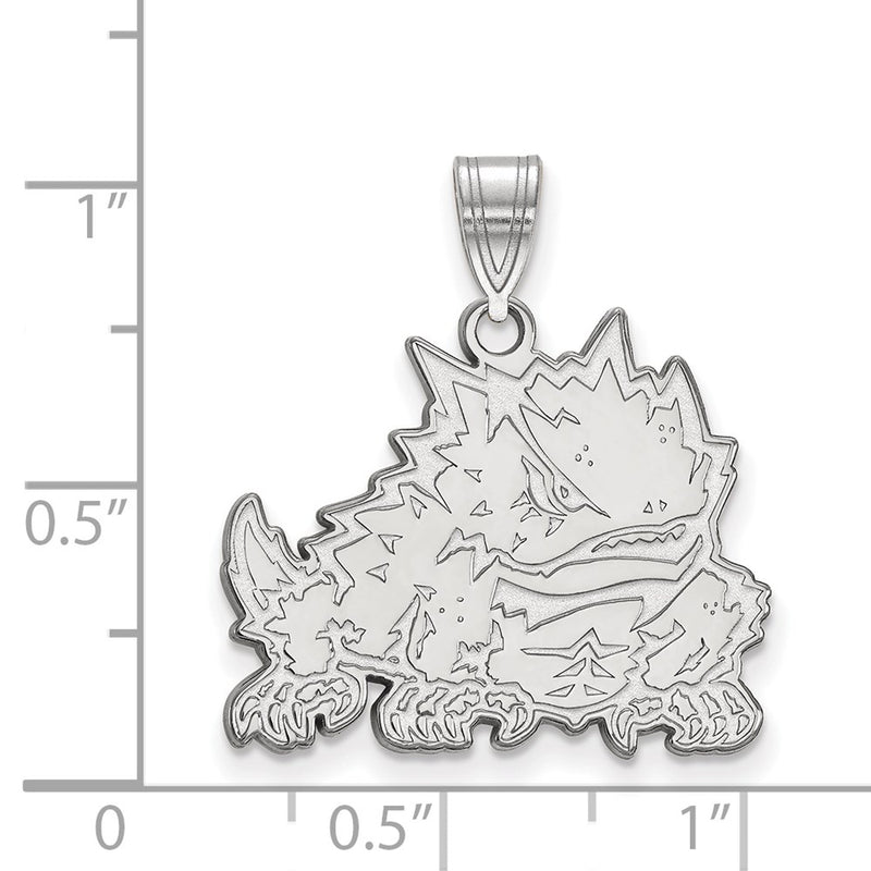 10K White Gold Logoart Texas Christian University Horned Frog Large Pendant