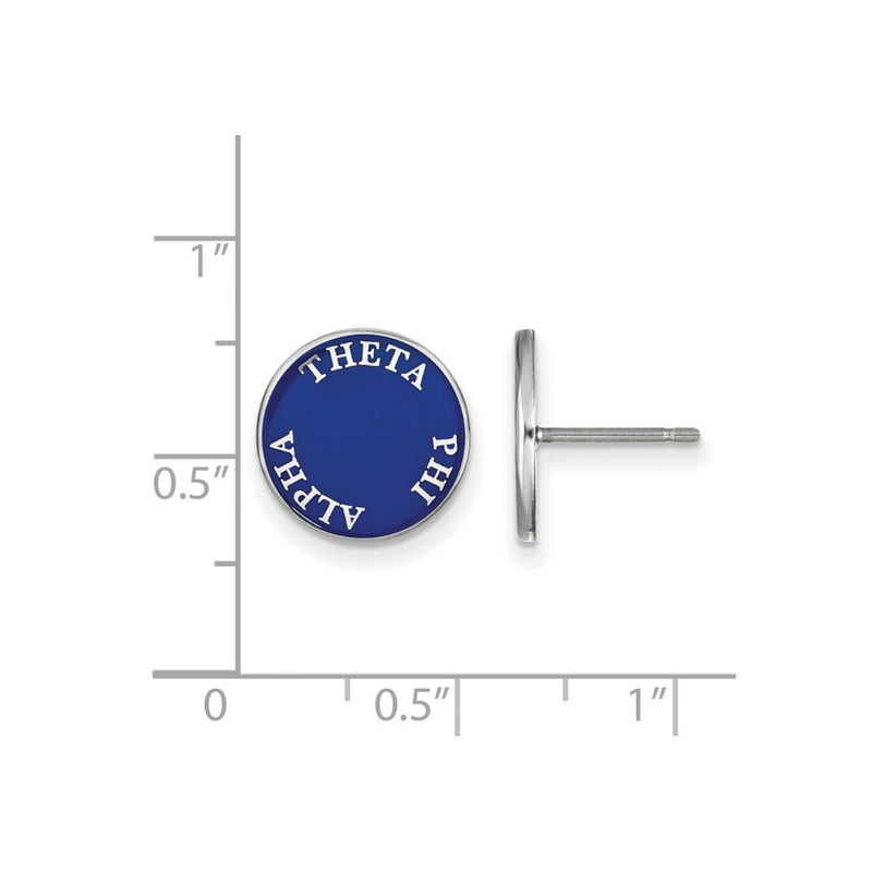Sterling Silver Rhodium Plated Logoart Theta Phi Alpha Sorority Text Color Enamel Post Earrings