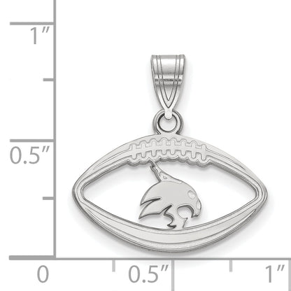 Sterling Silver Rhodium Plated Logoart Texas State University Bobcat Football Pendant