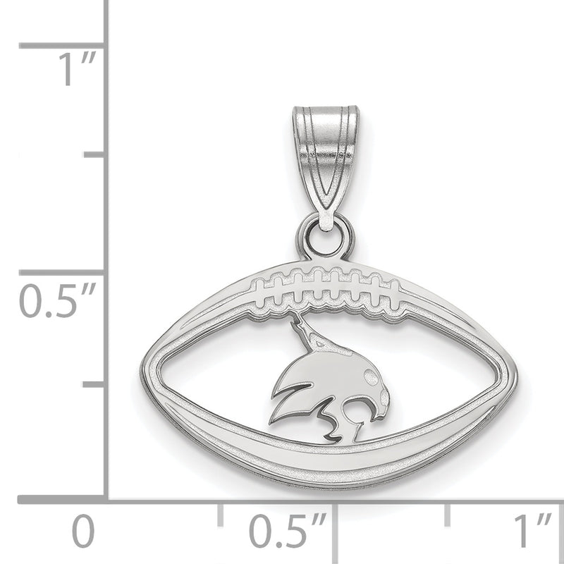 Sterling Silver Rhodium Plated Logoart Texas State University Bobcat Football Pendant