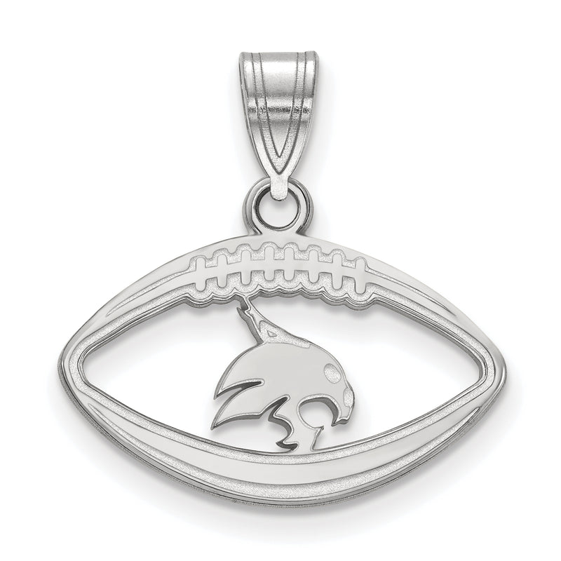 Sterling Silver Rhodium Plated Logoart Texas State University Bobcat Football Pendant