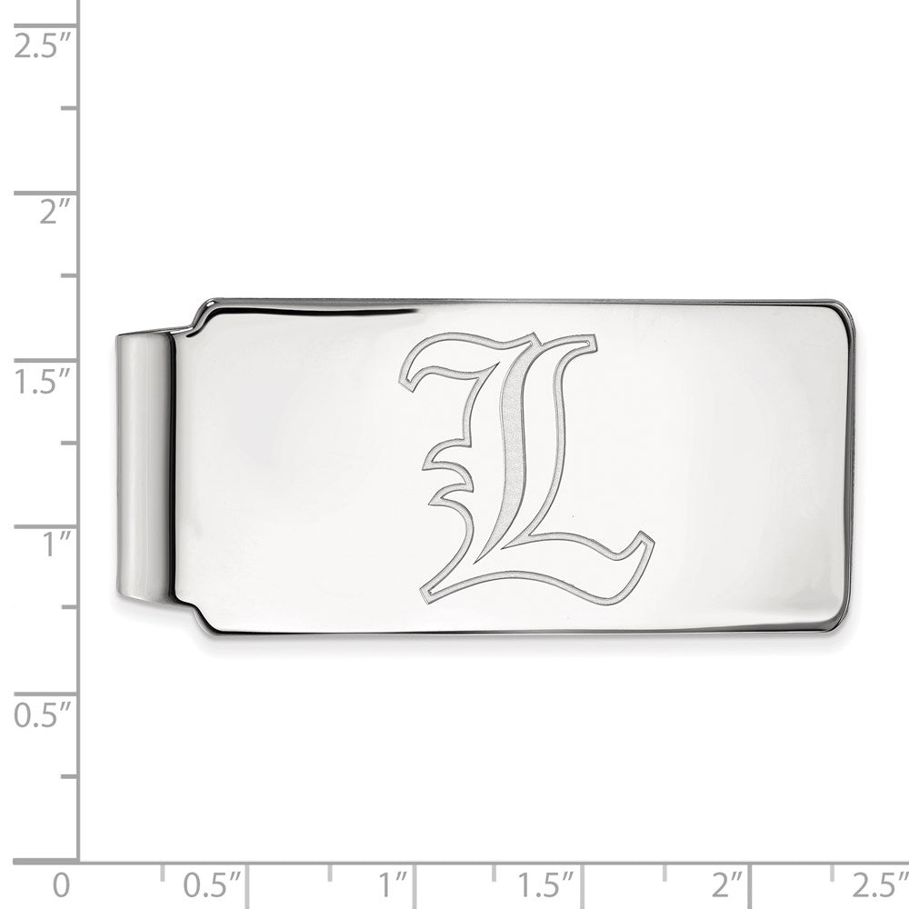 Sterling Silver Rhod-Pltd Logoart University of Louisville Money Clip