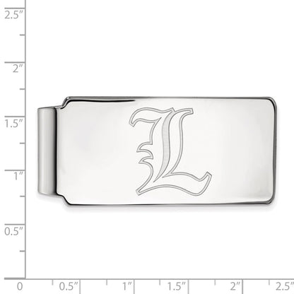 Sterling Silver Rhod-Pltd Logoart University of Louisville Money Clip